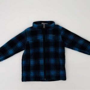 Columbia Baby Blue Black Plaid Fleece Zip Jacket 18–24 Months
